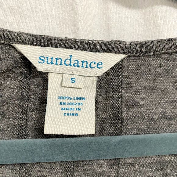 Sundance Kiersey Gold Embroidered Gray Long Sleeve Tassel Linen Top Size S - Picture 5 of 8